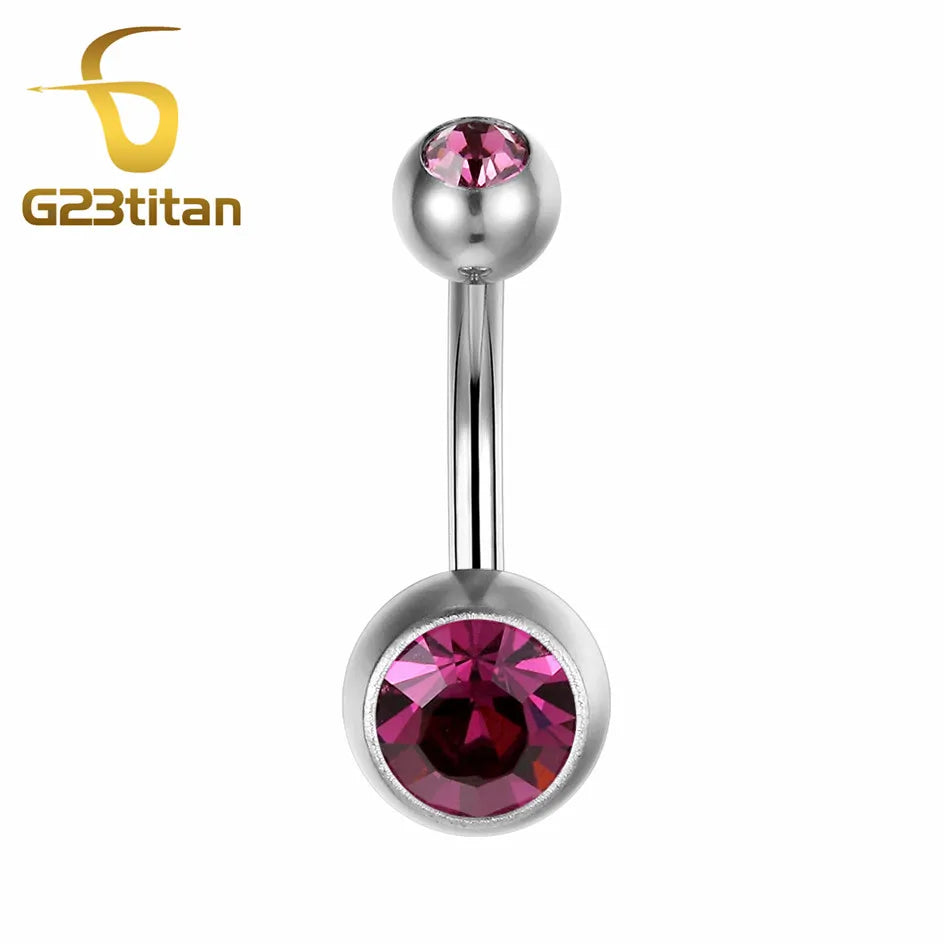 Women Sexy Summer Jewelry 14G Medical Titanium Barbell CZ Zircon Navel Piercing Bar 16G 10mm Belly Button Rings Pircing Ombligo