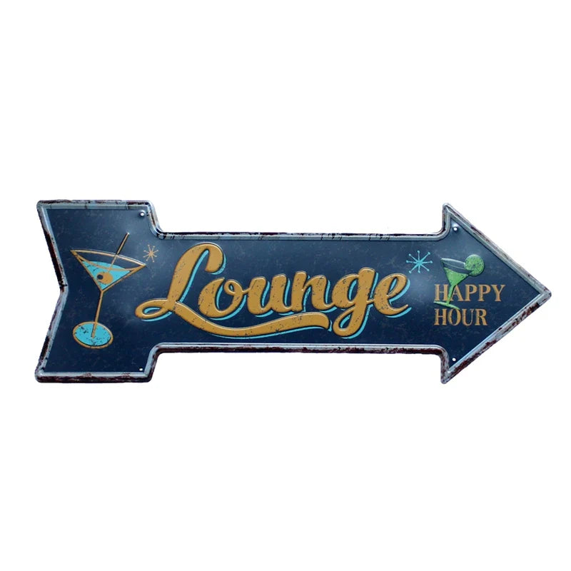 Restaurant Beach  Beer Bar Coffee Arrow Metal Irregular Tin Signs  Advertising Board Wall Pub Home Art Decor 42X10CM U-13
