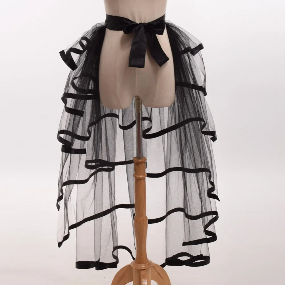 Steampunk Skirt Ruffles Tulle Overskirt Women Lady Gothic Punk Sexy Lolita Cocktail Party Puffy Mermaid Overskirts