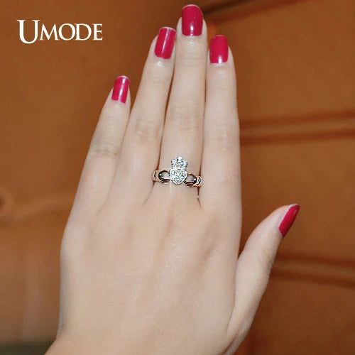 UMODE Love Heart Design Crown Hand Heart Clah-Duh Claddagh Rings For Women Christmas Gift Anel Fashion Bague UR0127