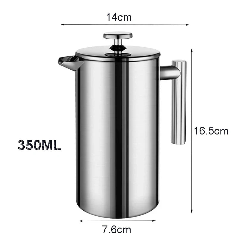 Coffee Maker French Press Stainless Steel Espresso Coffee Machine High Quality Double-Wall Insulated Coffee Tea Maker Pot 1000ml