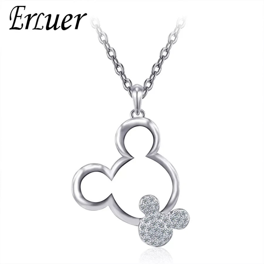 Fashion Austrian Rhinestone Cute Child Crystal Mickey Necklace