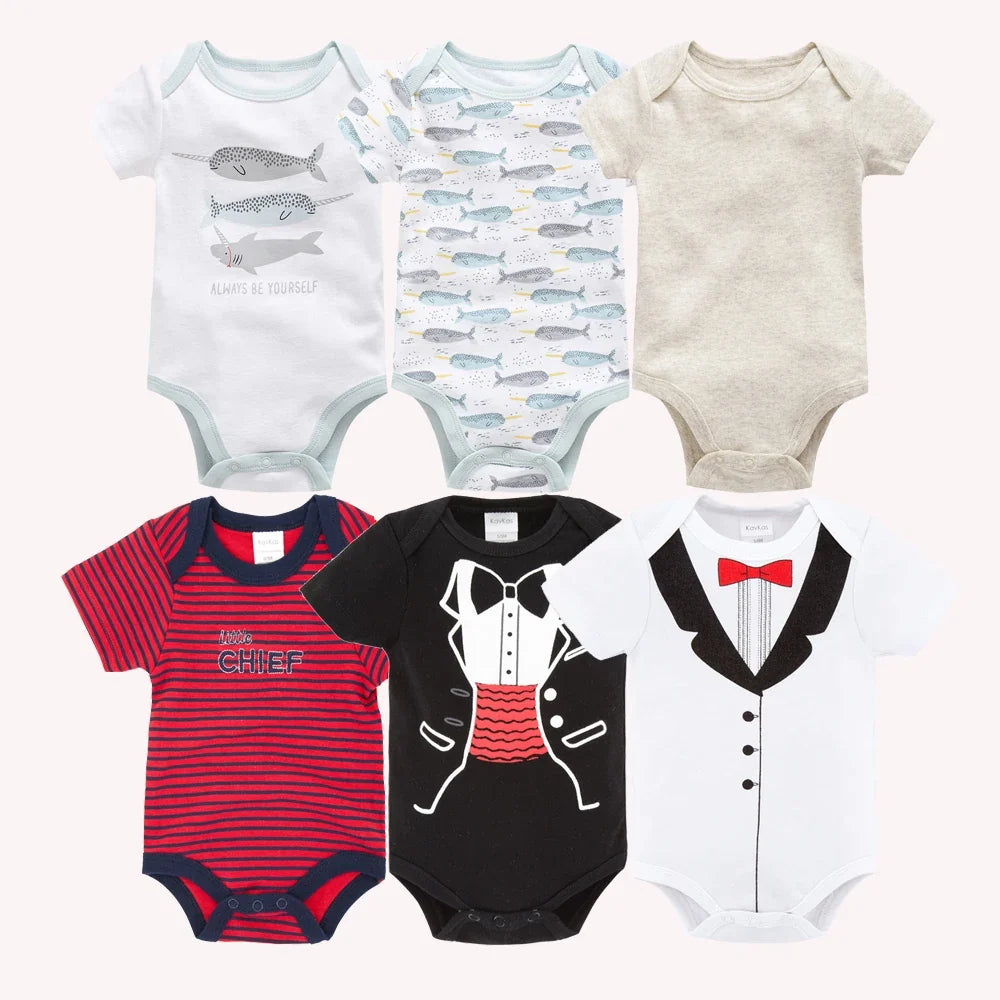 Kavkas Baby Girls Bodysuits 6/3 pcs/lot Summer Cotton Baby Clothes Short Sleeve Newborn body bebe 0-3 months Infant Clothing