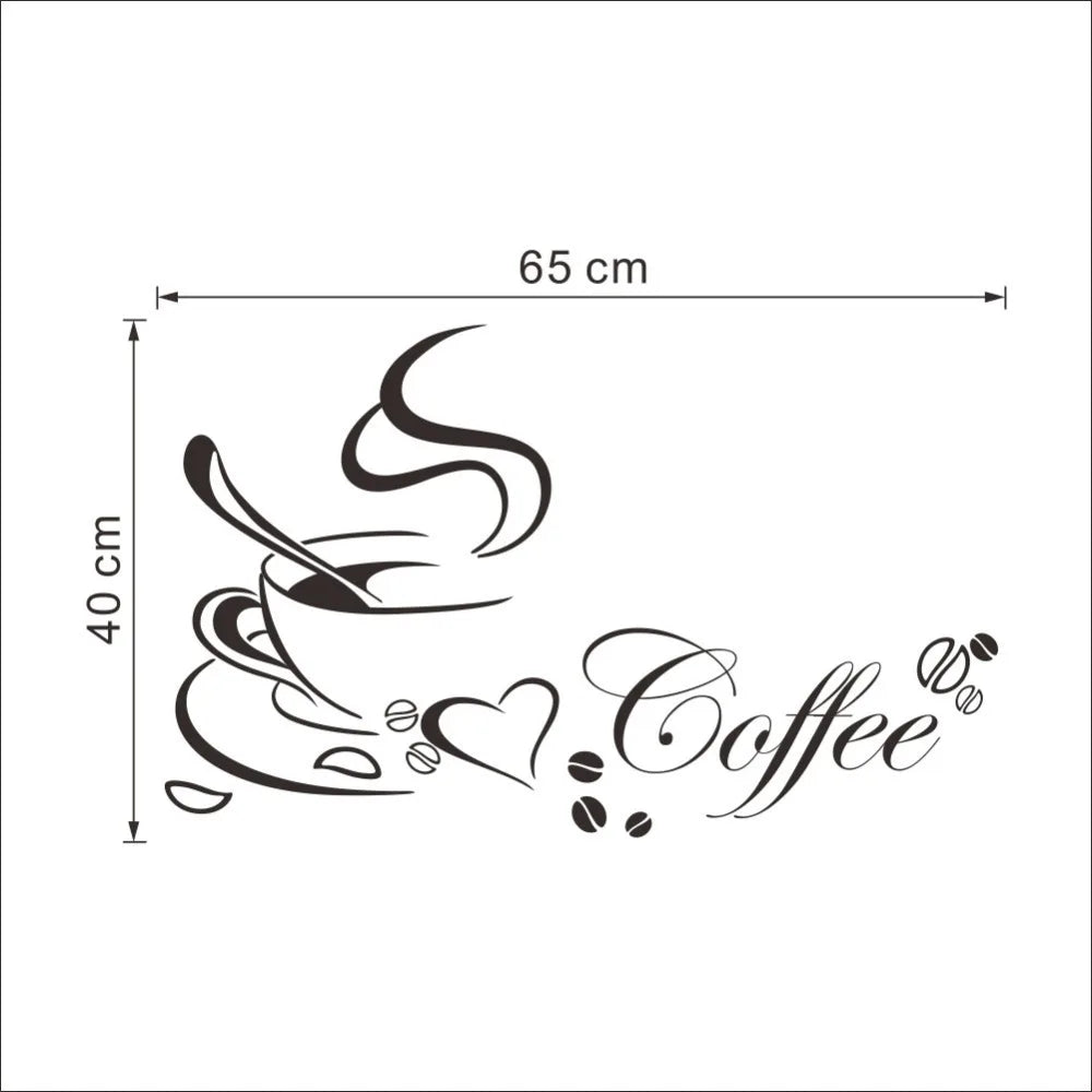 Coffee cup with heart vinyl quote Restaurant Kitchen removable wall Stickers DIY home decor wall art MURAL Drop Shipping
