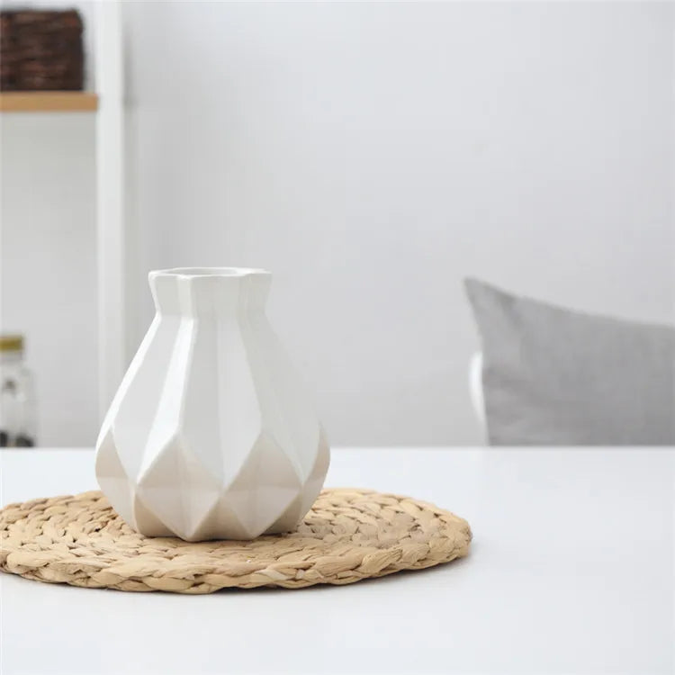 Nordic Porcelain Vase Matt Ceramic Vases Modern Flower Pot Diamond Plant Pot Study Hallway Home Decor Living Room Decoration