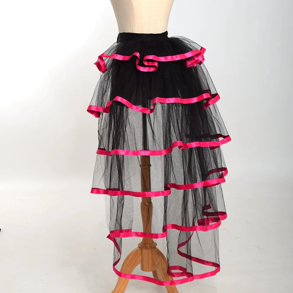 Steampunk Skirt Ruffles Tulle Overskirt Women Lady Gothic Punk Sexy Lolita Cocktail Party Puffy Mermaid Overskirts