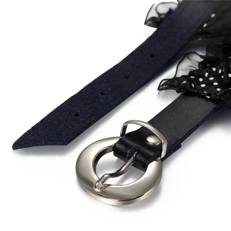 Boniskiss Fashion Sexy Punk Gothic Lace Leather Choker Necklace Spike Rivet Buckle Collar Funky Torques Necklace Jewelry
