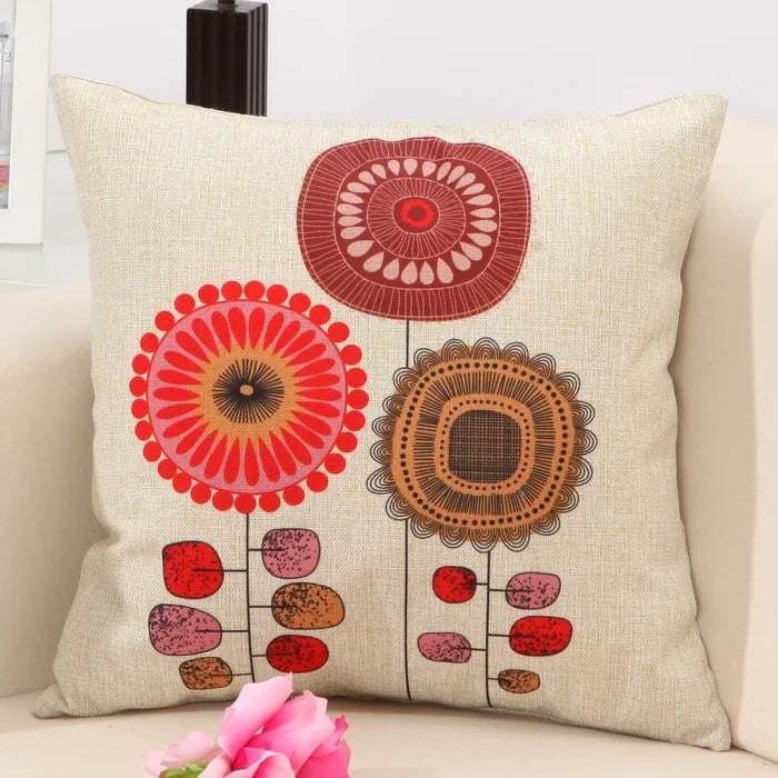 1Pcs Fashion Cotton Linen Flower Pattern Throw Pillow Cushion Cover Seat Car Home Decor Sofa Bed Decorative Pillowcase 40107