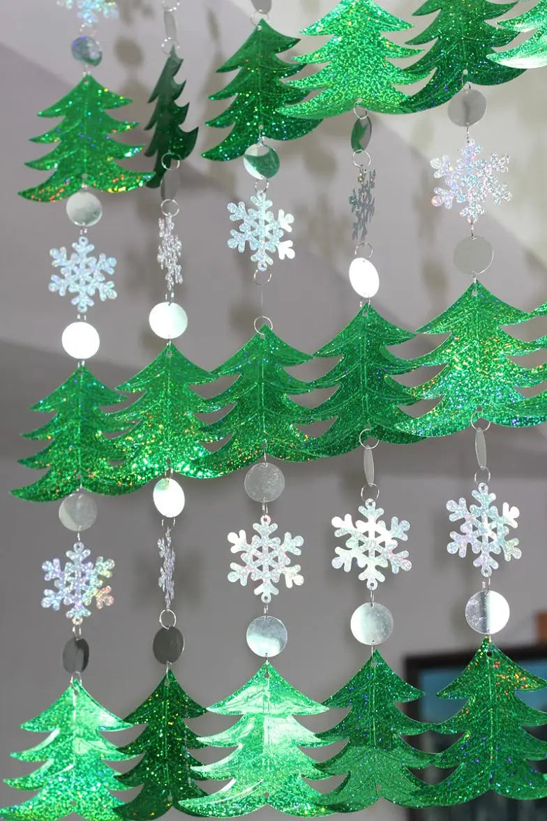 Christmas Decoration Home Curtain Snowflakes Laser sequins PVC Glitter Door Curtain Christmas tree Ornaments