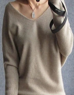 Tailor Sheep Spring Autumn Sweaters Women Fashion Sexy V-neck Pullover Loose Wool Batwing Long Sleeve Knitted Tops