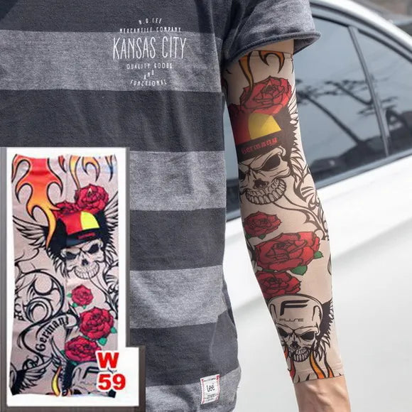 1pc hot sale tattoo sleeve  styles elastic Fake 100%nylon Arm stocking beloved girl Buddha Wolf Dragon design halloween cool men