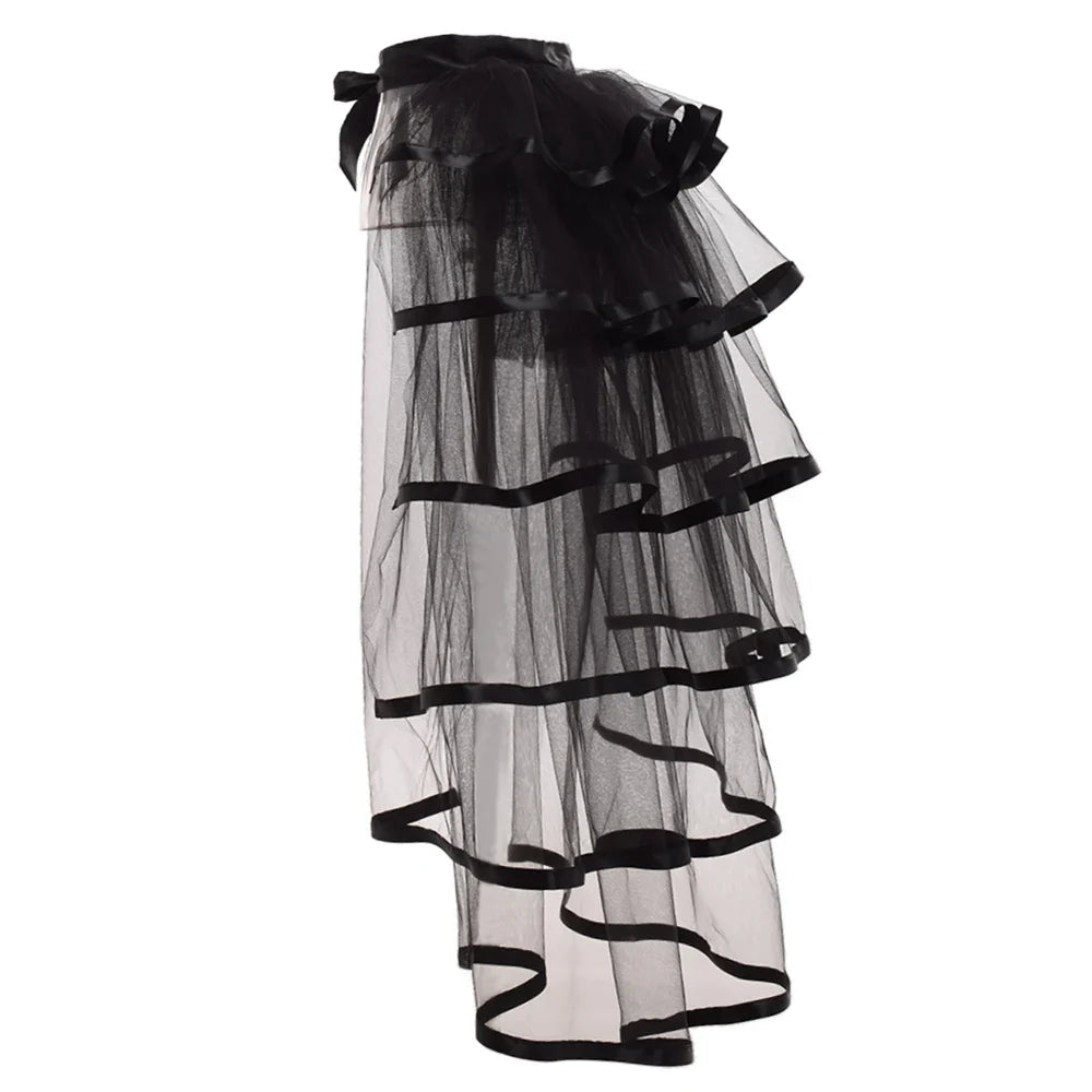 Steampunk Skirt Ruffles Tulle Overskirt Women Lady Gothic Punk Sexy Lolita Cocktail Party Puffy Mermaid Overskirts