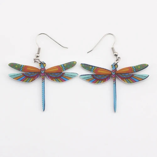 Fashion Dangle Dragonfly Earrings Acrylic Long Drop Earring New Arrival 2015 Spring Summer Style For Girls Women Jewelry