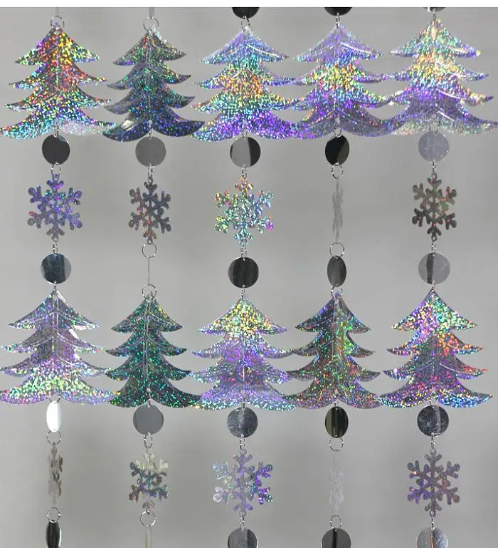Christmas Decoration Home Curtain Snowflakes Laser sequins PVC Glitter Door Curtain Christmas tree Ornaments