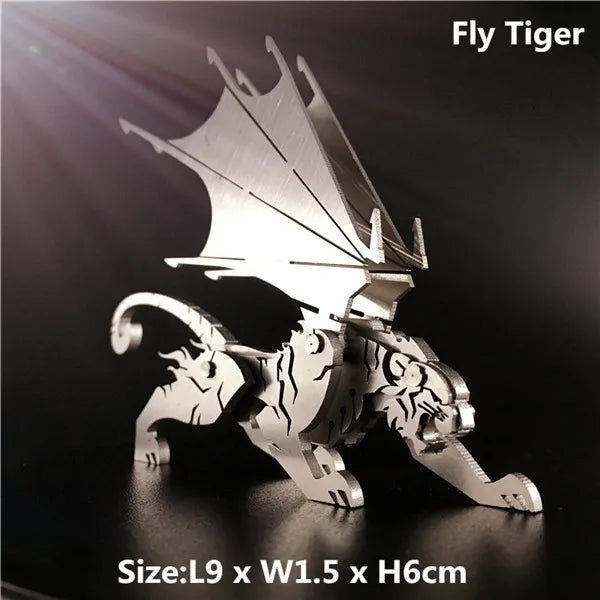 3D Metal Model Chinese Zodiac Dinosaurs western fire dragon  DIY Assembly models Toys Collection Desktop For Adult