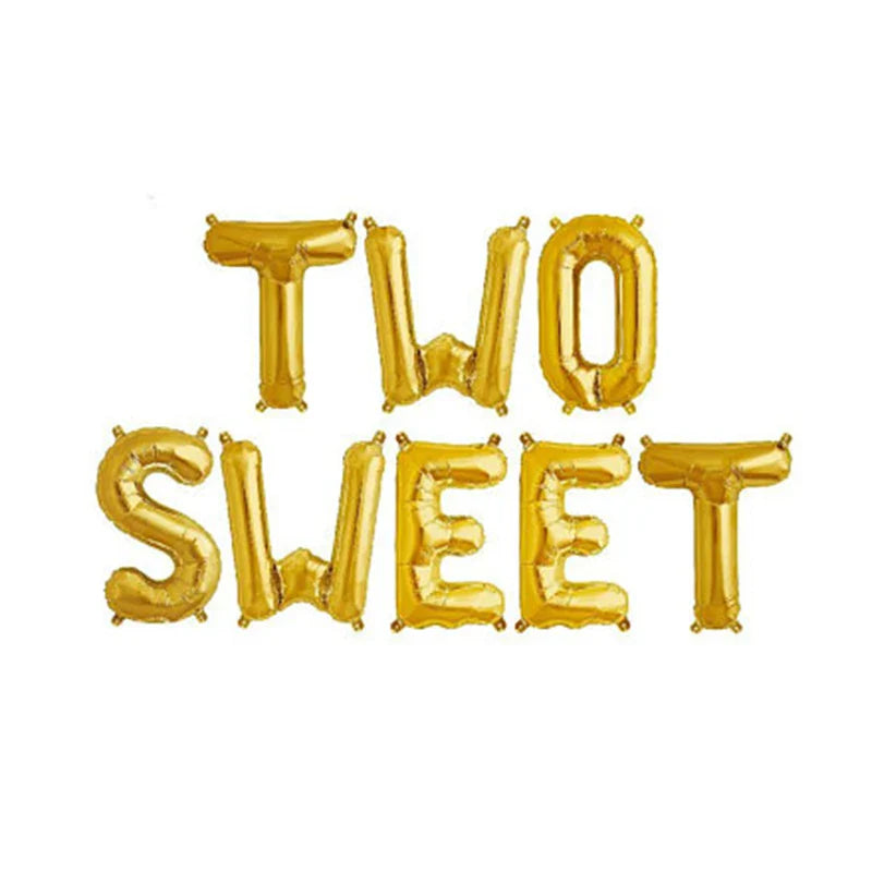 1set 16 inch Rose Gold Two Sweet Letters Foil balloons Donut Balloon for Baby Shower 2nd Birthday Party Decor Party Supplier
