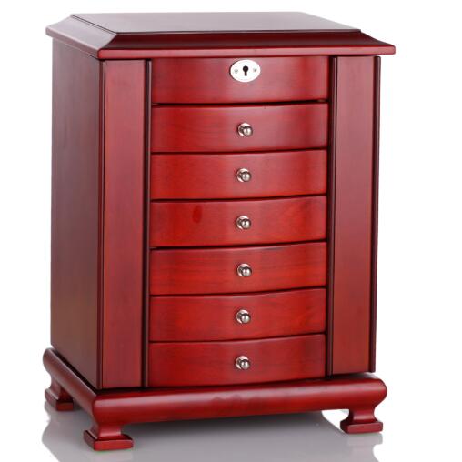 ROWLING Fashion Large Classic Wooden Storage Boxes&amp;Bins Luxury Jewellery Box Earring Bracelets Organizer 6 Drawers Mirror MG010
