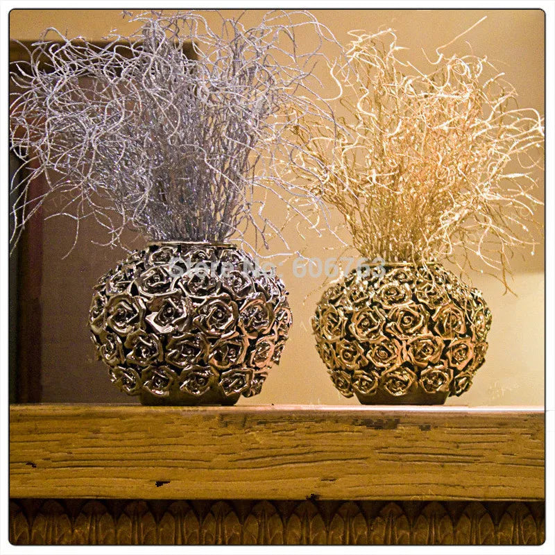 46CM Long Artificial  Plant Simulation Gilded Grass Christmas Ornaments  Glitter  Bling  Artificial Flowers for Home Decoration