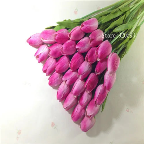 Free Shipping 31PCS/LOT PU Mini Tulip Artificial Flower Real Touch Wedding Floral Bouquet Christmas Home Party Decoration Gifts