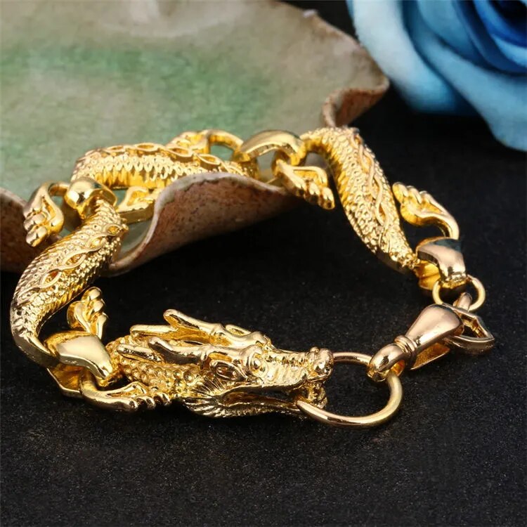 Black Fire Dragon Beads Bracelets Men Vintage Halloween Jewelry Alloy Metal Bracelets&Bangles Homme Drop Shipping