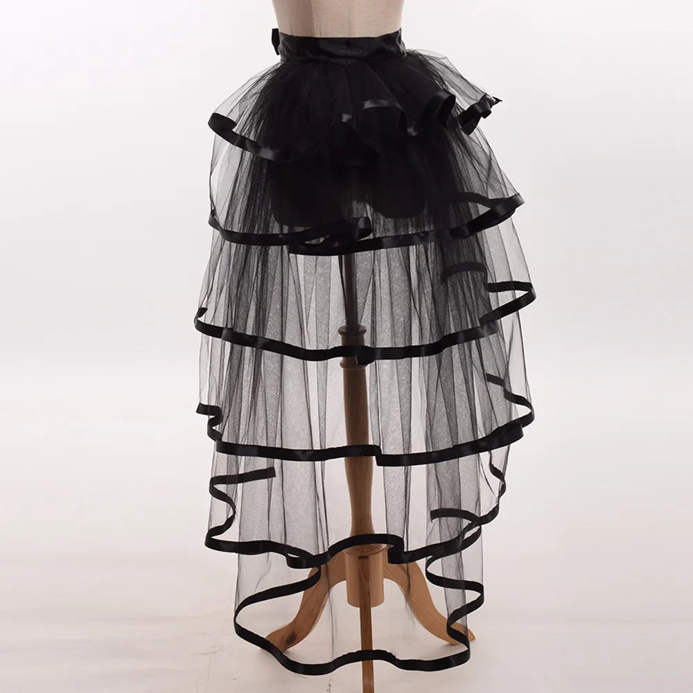 Steampunk Skirt Ruffles Tulle Overskirt Women Lady Gothic Punk Sexy Lolita Cocktail Party Puffy Mermaid Overskirts