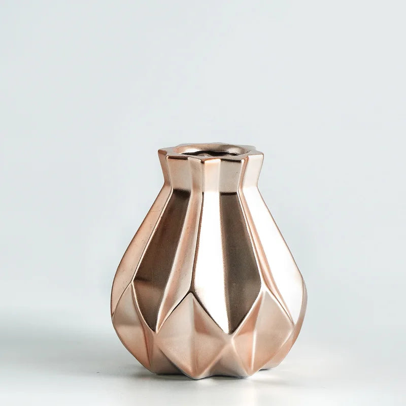 Nordic Porcelain Vase Matt Ceramic Vases Modern Flower Pot Diamond Plant Pot Study Hallway Home Decor Living Room Decoration