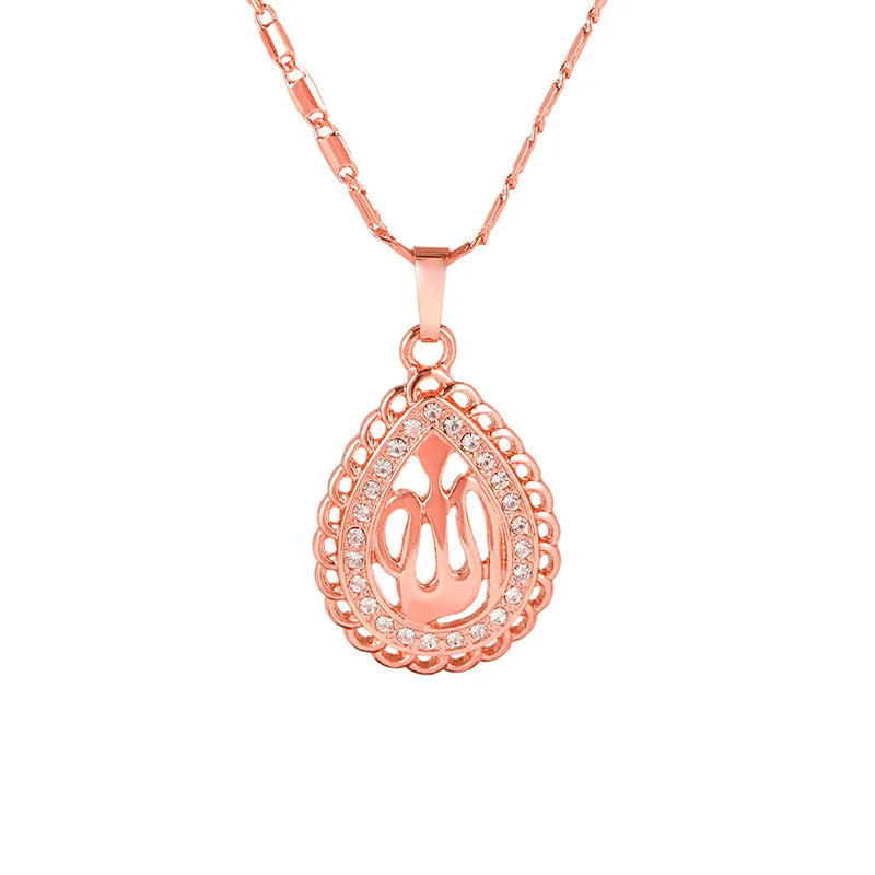 Fooderwerk Jewelry Middle Eastern Muslim Islam Allah Pendant Lady Heart Shaped Necklace Irish Women's Jewelry