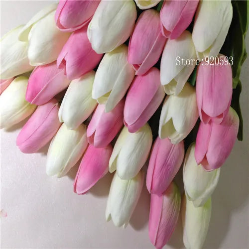 Free Shipping 31PCS/LOT PU Mini Tulip Artificial Flower Real Touch Wedding Floral Bouquet Christmas Home Party Decoration Gifts