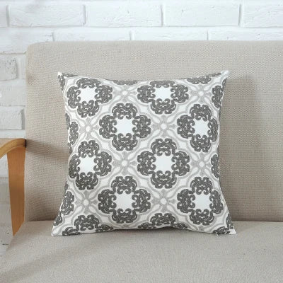 Home Decor Emboridered Cushion Cover Grey Pink Geometric Canvas Cotton Suqare Embroidery Pillow Cover 45x45cm