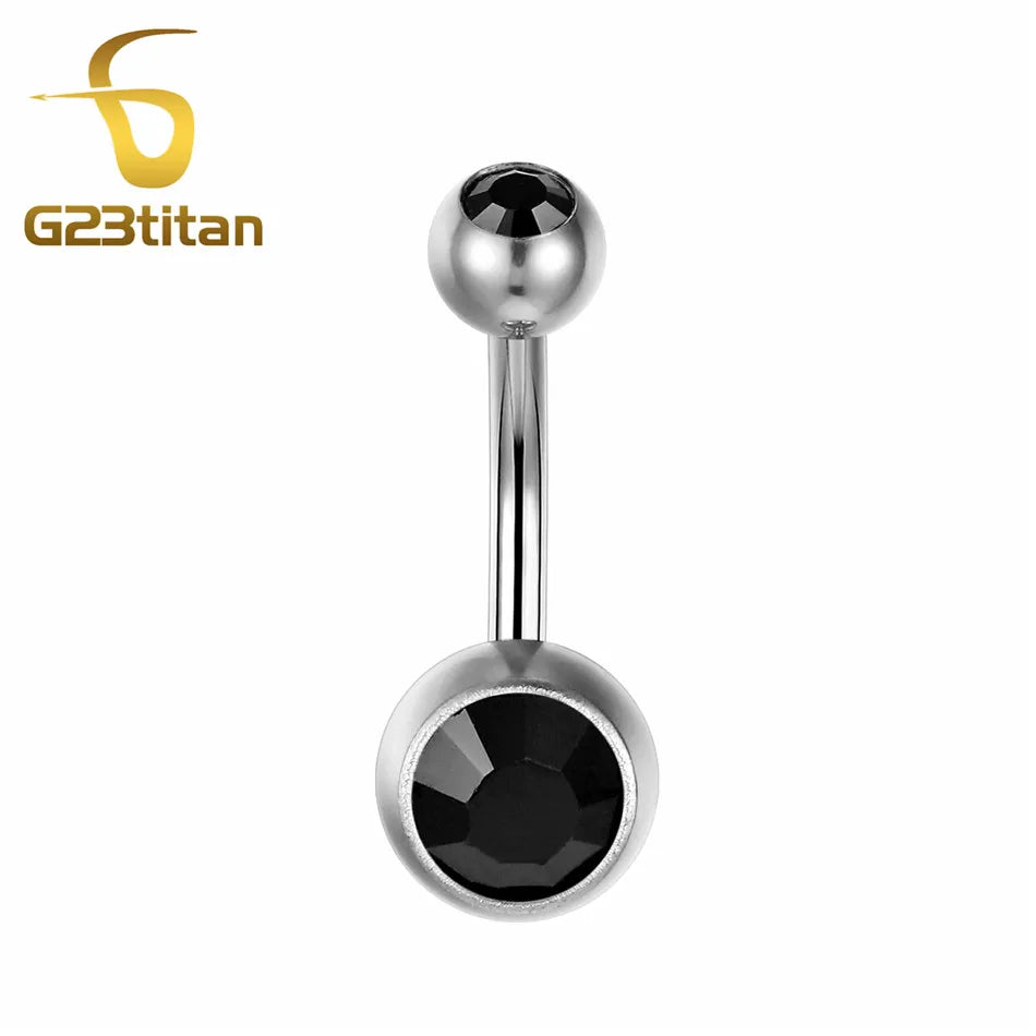 Women Sexy Summer Jewelry 14G Medical Titanium Barbell CZ Zircon Navel Piercing Bar 16G 10mm Belly Button Rings Pircing Ombligo