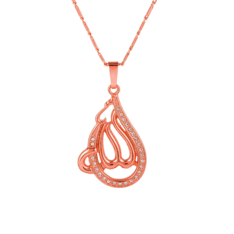 Fooderwerk Jewelry Middle Eastern Muslim Islam Allah Pendant Lady Heart Shaped Necklace Irish Women's Jewelry