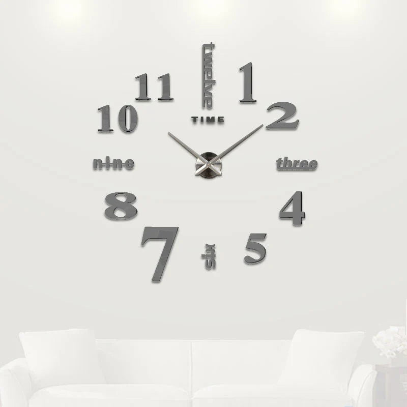 37/47inches Home decorations big mirror wall clock Modern design large decorative designer wall sticker unique gift