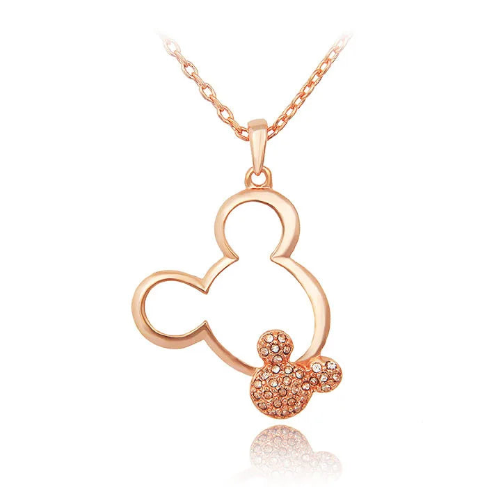 Fashion Austrian Rhinestone Cute Child Crystal Mickey Necklace