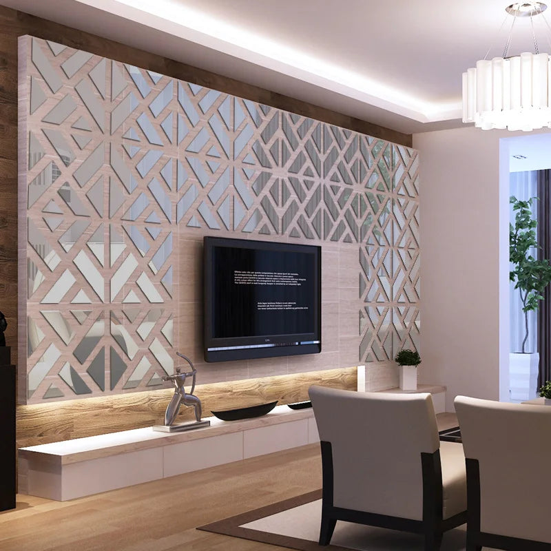 new wall stickers big 3d Decorative stickers living home modern acrylic large mirror pattern surface diy real