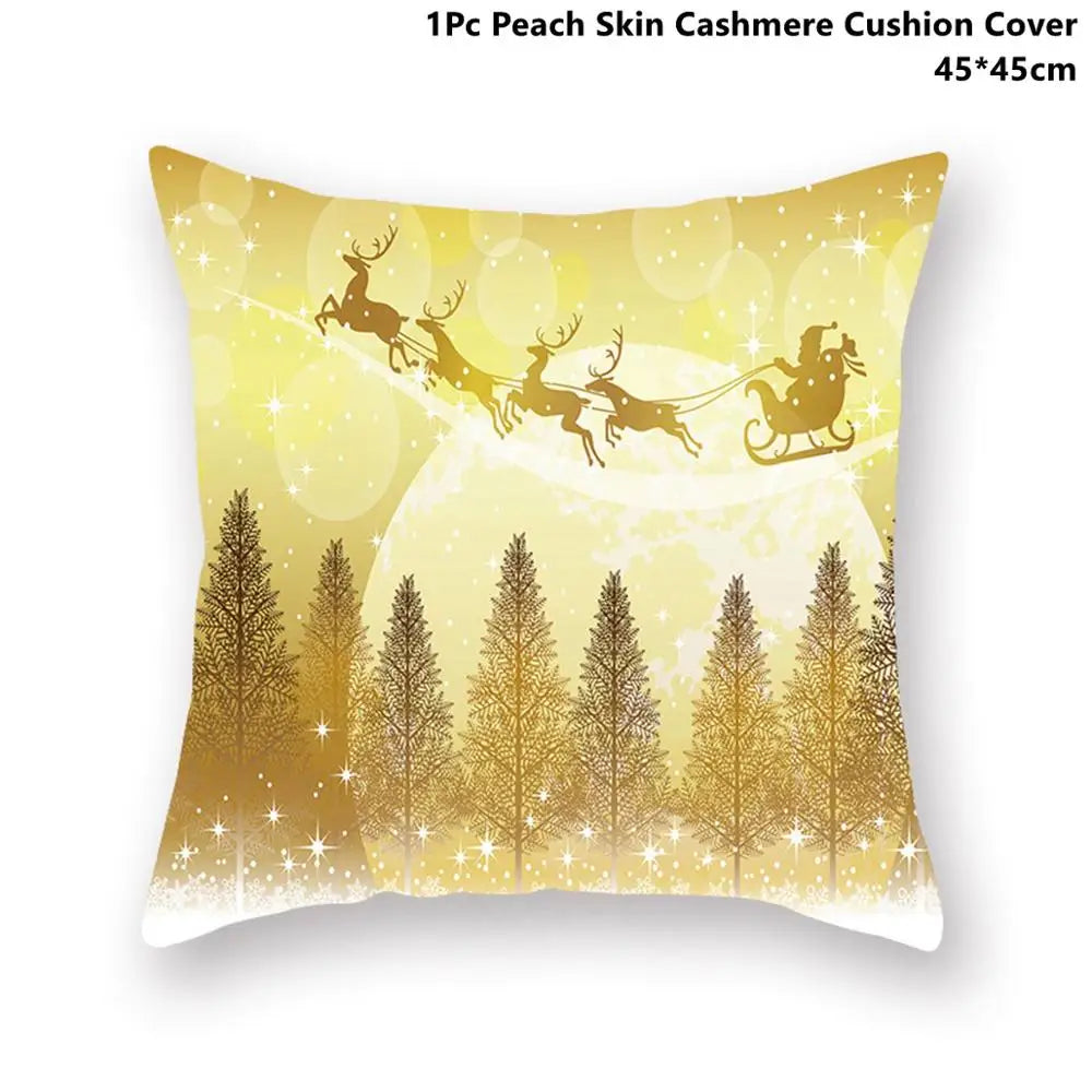 Taoup Gold Merry ChristmasTree Elk Garland Pillowcase Xmas Decor for Home Decor for Christmas Ornaments Xmas Noel New Year Gifts