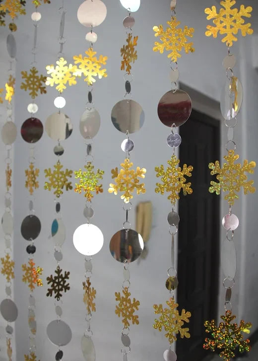 Christmas Decoration Home Curtain Snowflakes Laser sequins PVC Glitter Door Curtain Christmas tree Ornaments