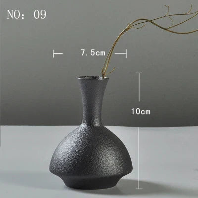Modern Ceramic Vase Creative Black Tabletop Thydroponic Containers Flower Pot Home Decor Crafts Wedding Decoration