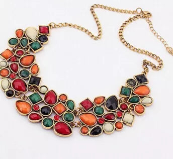 MINHIN New Popular Multicolor Big Pendant Clavicle Chain Necklace Women's Delicate Banquet Jewelry