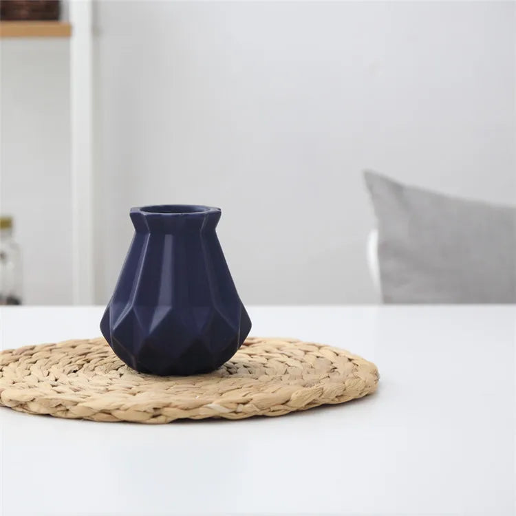 Nordic Porcelain Vase Matt Ceramic Vases Modern Flower Pot Diamond Plant Pot Study Hallway Home Decor Living Room Decoration