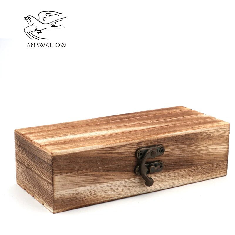 AN SWALLOWN Personality Creative Fire-Baked Color Glass Box Bag For Men And Women's Sunglasses Wooden Glass Box