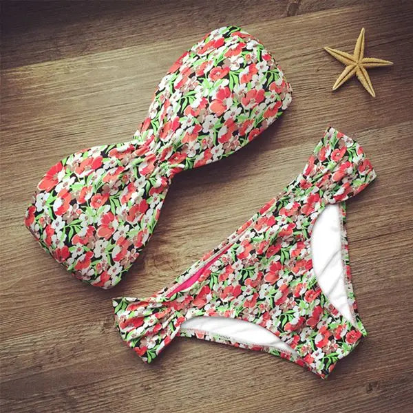 New Bandage Beach Strapless Swimwear Bikinis 2023 Women Swimsuit Sexy Brazilian Bikini Set Falbala Biquini Bathing Suits 485