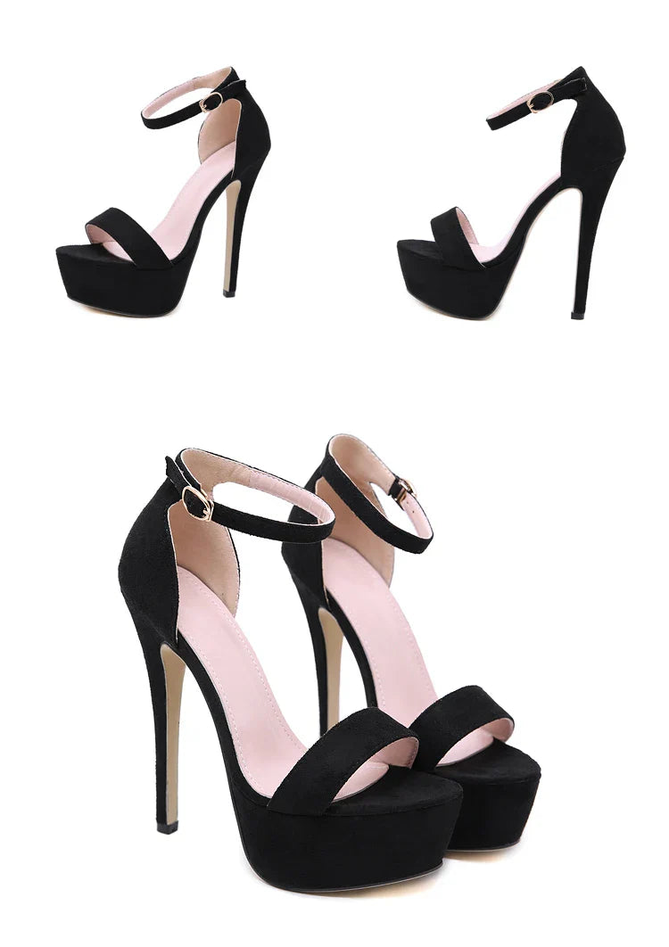 Eilyken Gladiator Buckle Strap Women Sandals Thin High Heels Club Party Pumps Classics Black Pole Dancing Shoes Size 35-42