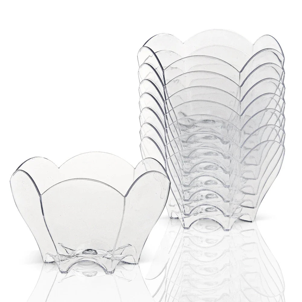 20 Pieces x Home Party Disposable Plastic Tableware Supplies, 70*44mm/60ml Petal Dessert Cake Bowl