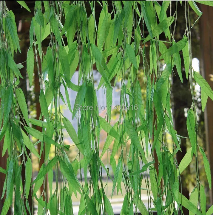 50pcs Artificial wicker Leaf Vines Green Plant For Wedding Home Wall Decoration willow twig sallow  Fake Leaves Rattan