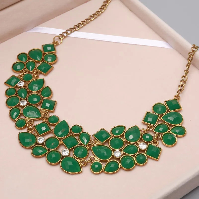 MINHIN New Popular Multicolor Big Pendant Clavicle Chain Necklace Women's Delicate Banquet Jewelry
