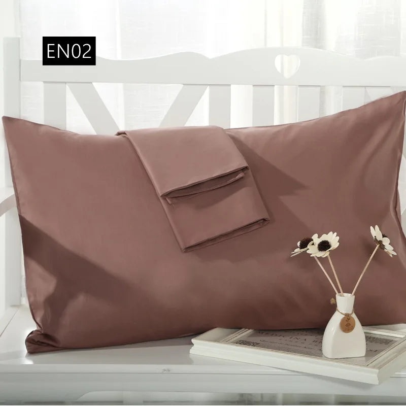 2 piece Cotton 600TC Hotel Pillowcase 19 Solid color pillow case Bedding 70x70cm 50x70 pillow cover Customize any size
