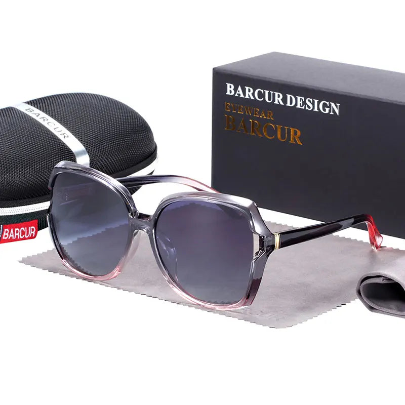BARCUR Oversize TR90 Sunglasses Women Polarized UV400  Sunglasses Ladies Shades with Gradient Lens lunette de soleil femme