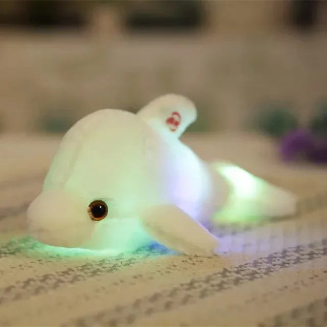 1pc 32cm Cute Creative Luminous Plush Toy Dolphin Doll Glowing LED Light Animal Toys Colorful Doll Pillow Children's Lovely Gift