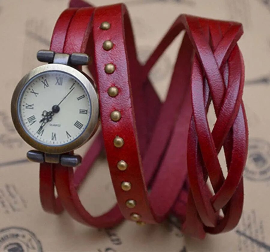 Shsby New Roma Vintage Cowhide Spirally Wound Watchband Roman Numerals Weave Braid Watch Women Leather Strap Watches