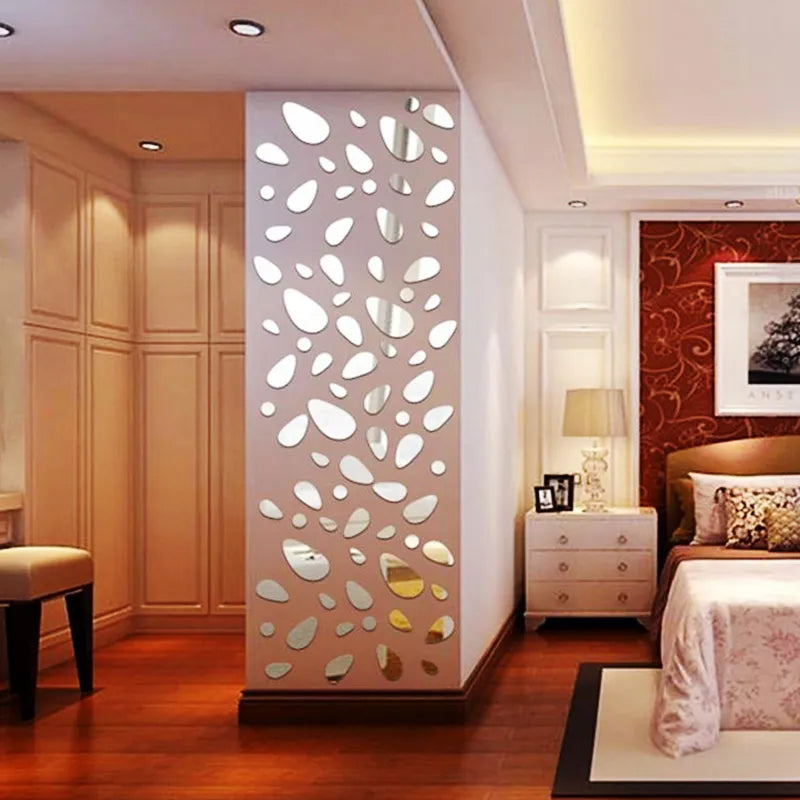 12pcs/set 3d Diy wall sticker decoration mirror wall stickers for TV background home decor Modern Acrylic decoration wall art
